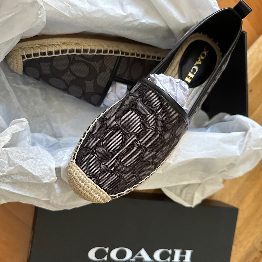 NIB - COACH Codi Espadrille In Signature Jacquard -  Black - size 5 US - Picture 6 of 14